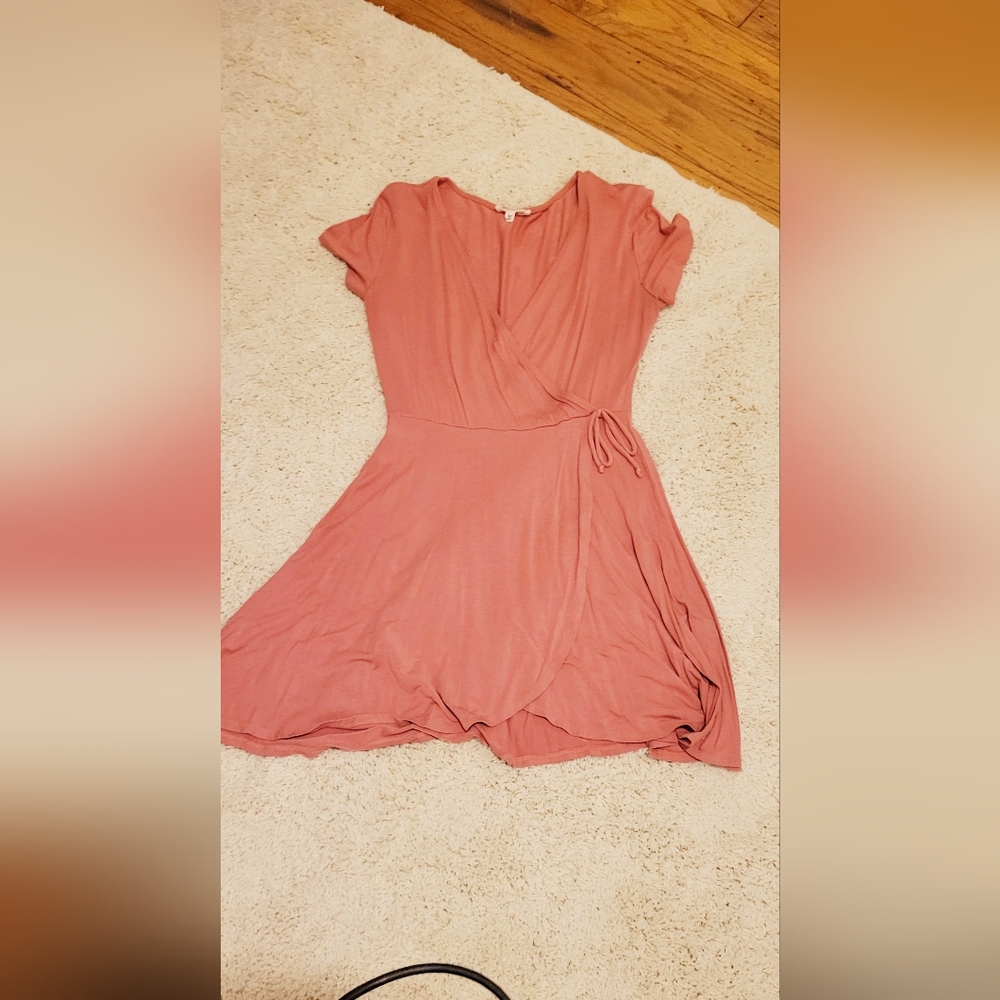 Pink colored wrap dress